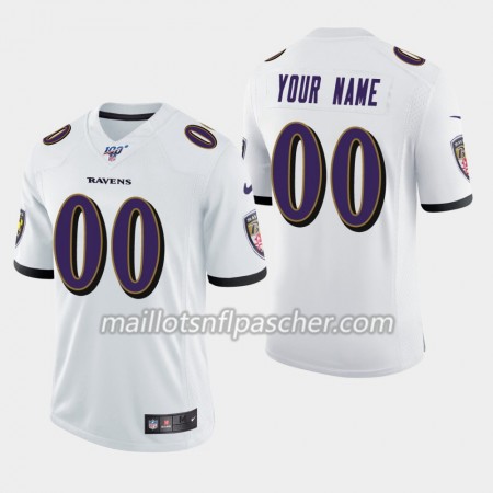 Maillot Baltimore Ravens Custom Nike Blanc 100th - Homme